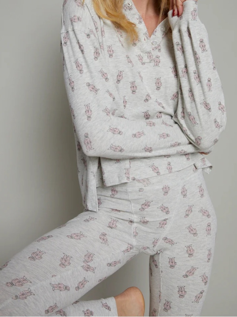 Sister Bloom Lifestyle Foundry Santa rib knit Henley and Long John new